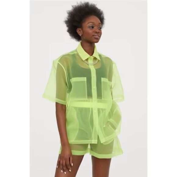 Justine Skye x H&M collaboration xs NWT neon sheer mesh shorts - Picture 11 of 11
